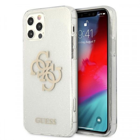 Оригинален гръб GUESS Glitter 4G Big Logo GUHCP12LPCUGL4GTR - iPhone 12 Pro Max прозрачен