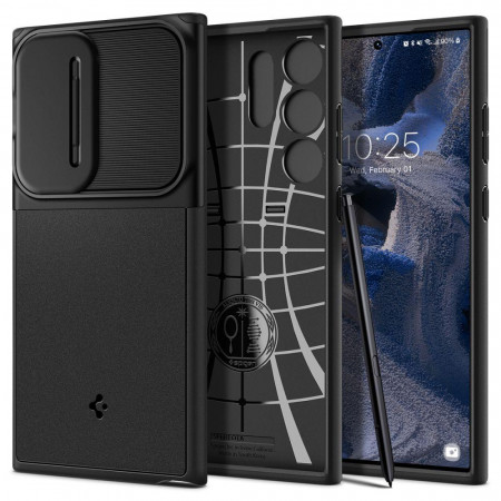 Оригинален гръб SPIGEN Optik Armor - Samsung Galaxy S23 Ultra черен