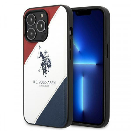 Оригинален гръб US POLO Tricolor Embossed USHCP14LPSO3 - iPhone 14 Pro бял