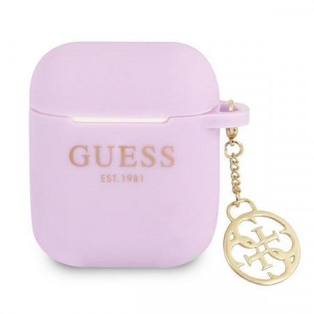 Оригинален калъф за слушалки GUESS Silicone Charm 4G GUA2LSC4EU - AirPods лилав