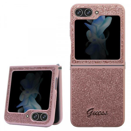 Оригинален калъф GUESS Glitter Script - Samsung Galaxy Z Flip5 розов