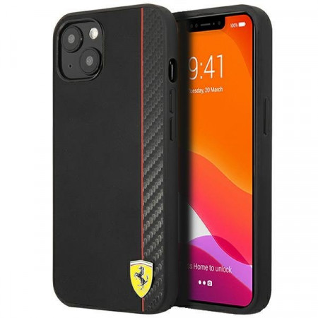 Оригинален твърд гръб FERRARI Track Carbon Stripe FESAXHCP13SBK - iPhone 13 mini черен