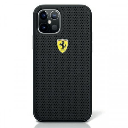 Оригинален твърд гръб FERRARI Track Perforated FESPEHCP12MBK - iPhone 12 / 12 Pro черен