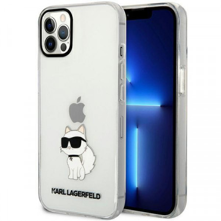 Оригинален твърд гръб KARL LAGERFELD Ikonik Choupette KLHCP12MHNCHTCT - iPhone 12 / 12 Pro прозрачен