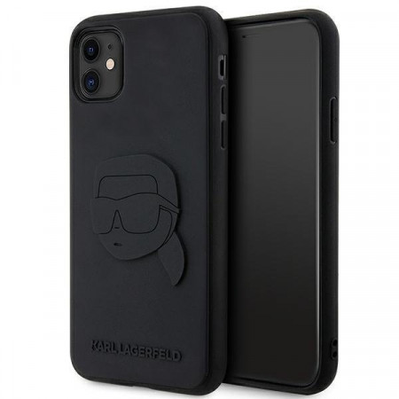 Оригинален твърд гръб KARL LAGERFELD Rubber Karl Head 3D KLHCN613DRKNK - iPhone 11 черен