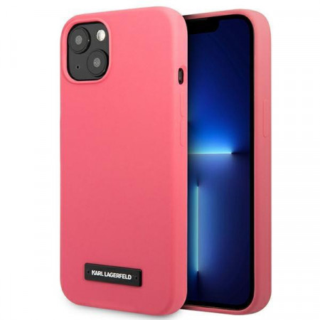 Оригинален твърд гръб KARL LAGERFELD Silicone Plaque KLHCP13SSLMP1PI - iPhone 13 mini циклама