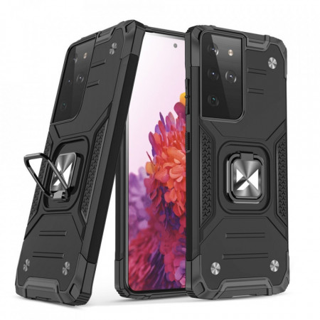 Подсилен гръб WOZINSKY Ring Armor със стойка - Samsung Galaxy S22 Ultra черен