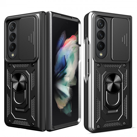 Подсилен калъф Hybrid Armor Camshield с подвижно покритие за камерата и стойка - Samsung Galaxy Z Fold4 черен