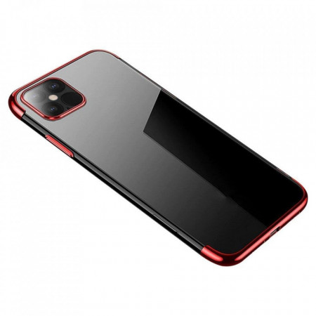 Прозрачен силиконов гръб с цветен кант Clear Color - Samsung Galaxy S21 Ultra 5G червен