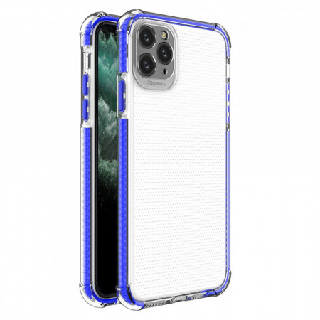 Прозрачен силиконов гръб с цветен кант Spring Armor - iPhone XS Max син