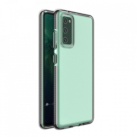 Прозрачен силиконов гръб с цветен кант Spring - Samsung Galaxy A12 / M12 / F12 черен