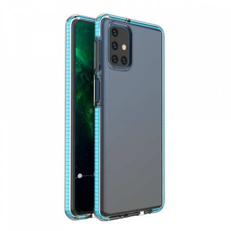 Прозрачен силиконов гръб с цветен кант Spring - Samsung Galaxy M51 светлосин