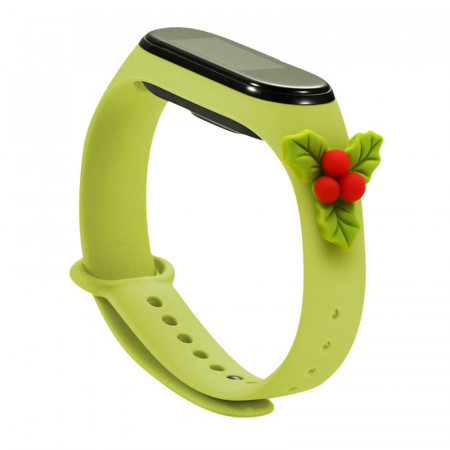Силиконова каишка за часовник Xmas - Xiaomi Mi Band 5 / Band 6 коледен дизайн (имел) зелен