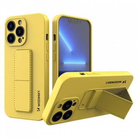 Силиконов гръб със стойка WOZINSKY Kickstand - iPhone 13 жълт