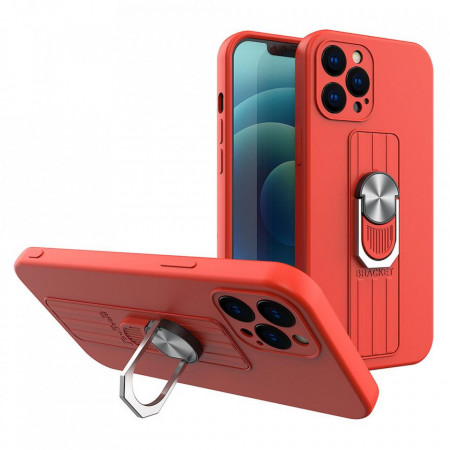 Силиконов гръб с държач-стойка Ring - Xiaomi Redmi 10X 4G / Redmi Note 9 червен