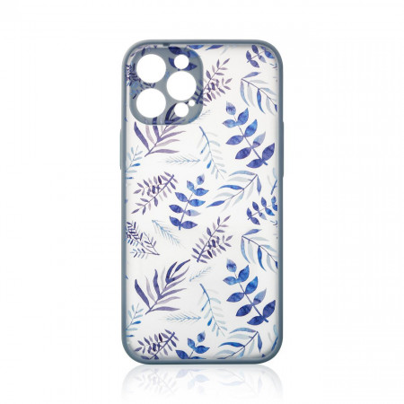 Силиконов гръб Design - iPhone 12 Pro Max тъмносини цветя