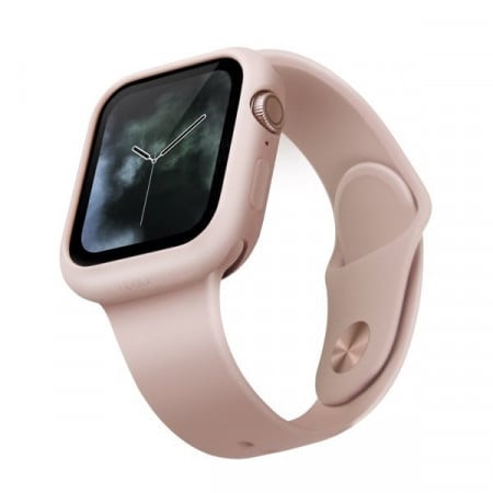 Силиконов калъф за корпус UNIQ Lino - Apple Watch 44mm Series 5 / 44mm Series 4 пудра