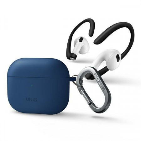 Силиконов калъф за слушалки UNIQ Nexo - AirPods 3 + куки син