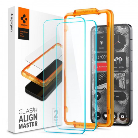 2 бр. закален стъклен протектор SPIGEN Align Master TR с инструмент за поставяне - Nothing Phone 2 прозрачен