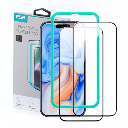 2 бр. стъклен протектор ESR - iPhone 15 черен