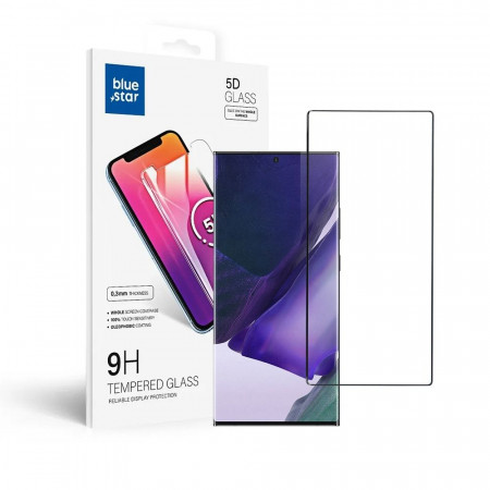 5D Full Glue закален стъклен протектор BLUE STAR съвместим с гръб - Samsung Galaxy Note20 Ultra с черна рамка