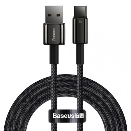 Baseus Tungsten Gold кабел USB-A - USB-C 480Mb / s 100W 2m черен (CAWJ000101)