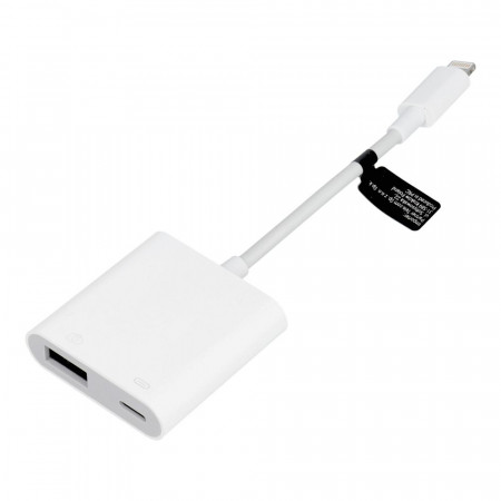 Адаптер Lightning към USB 3.0 (Camera Connection Kit) + зареждане Lightning бял