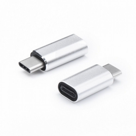 Адаптер Lightning към USB Type C сребърен