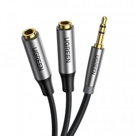 Аудио сплитер UGREEN жак 3.5mm (мъжко) към 2x жак 3.5mm (женско) 0.2m черен (AV191 50253)