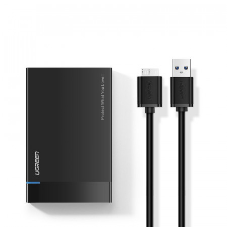 Външна адаптерна кутия Ugreen за HDD SSD 2.5'' SATA USB 3.2 Gen 1 5Gbps micro USB SuperSpeed + кабел 0.5m (US22 5G1 30848) черен