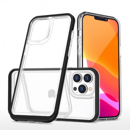 Гръб Clear 3в1 с гел рамка - iPhone 13 Pro Max черен