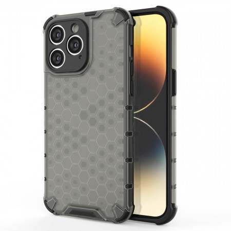 Гръб Honeycomb Armor със силиконов бъмпер - iPhone 14 Pro черен