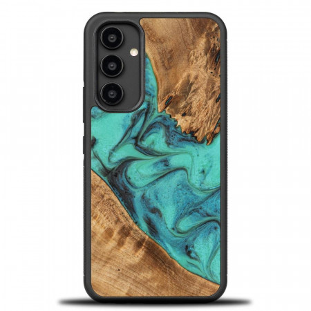 Дървен гръб BEWOOD Unique Wood and Resin - Samsung Galaxy A54 5G Turquoise тюркоаз / черен