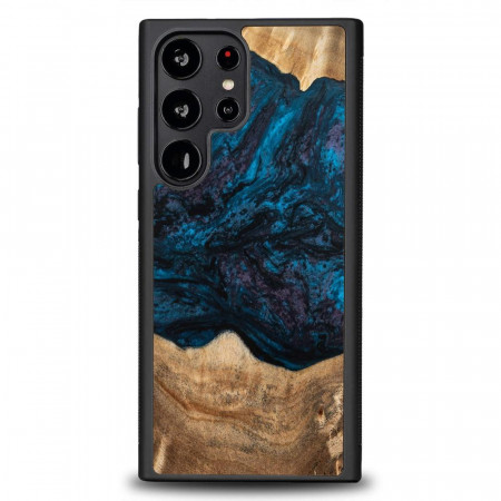 Дървен гръб BEWOOD Unique Wood and Resin - Samsung Galaxy S23 Ultra Neptune тъмносин / черен