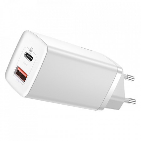 Зарядно за стена BASEUS GaN2 Lite 65W USB Type A / USB Type C PD QC3.0 (CCGAN2L-B02) бяло