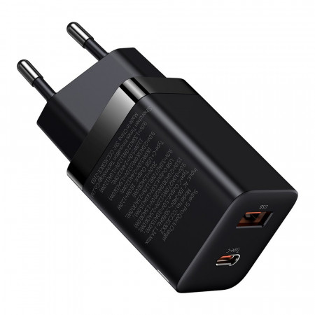 Зарядно за стена BASEUS Super Pro 30W USB Type A / USB Type C PD QC (CCSUPP-E01) черно