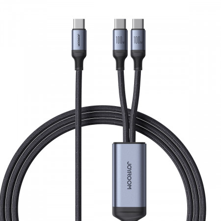 Кабел за зареждане и данни с оплетка JOYROOM Speedy SA21-1T2 USB Type C към USB Type C / USB Type C 1.5m черен