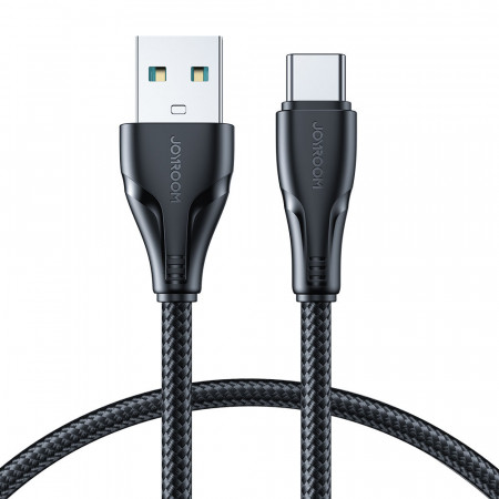Кабел за зареждане и данни с оплетка JOYROOM Surpass USB Type A към USB Type C 3A с бързо зареждане 1.2m черен (S-UC027A11)