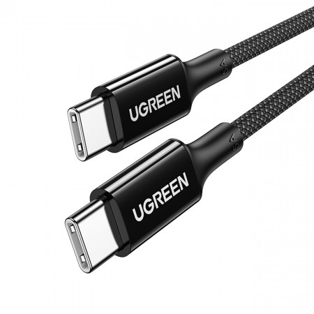 Кабел за зареждане и данни с оплетка UGREEN US557 USB Type C към USB Type C Power Delivery 100W 1m черен