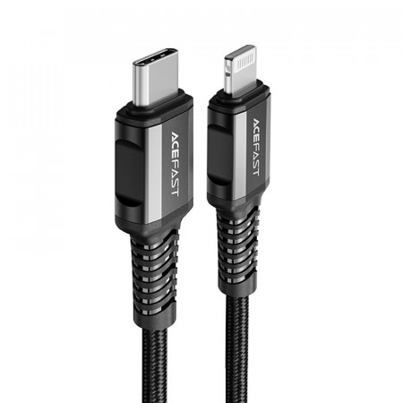 Кабел за зареждане и данни ACEFAST MFI USB Type C към Lightning 1.2m 30W 3A черен (C1-01 черен)