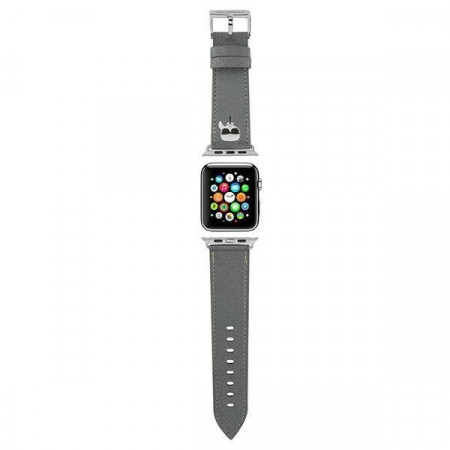 Каишка за часовник Karl Lagerfeld KLAWMOKHG - Apple Watch Strap 38/40 / 41mm silver / silver strap Saffiano Karl Heads