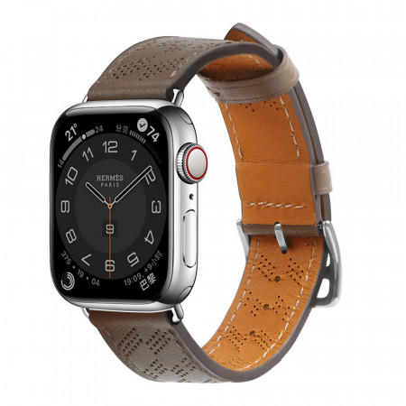 Каишка от естествена кожа Leather - Apple Watch 41mm Series 9 / 41mm Series 8 / 41mm Series 7 / 40mm Series 6 / 40mm SE / 40mm Series 5 / 40mm Series 4 / 38mm Series 3 / 38mm Series 2 / 38mm (1st gen) тъмнокафяв