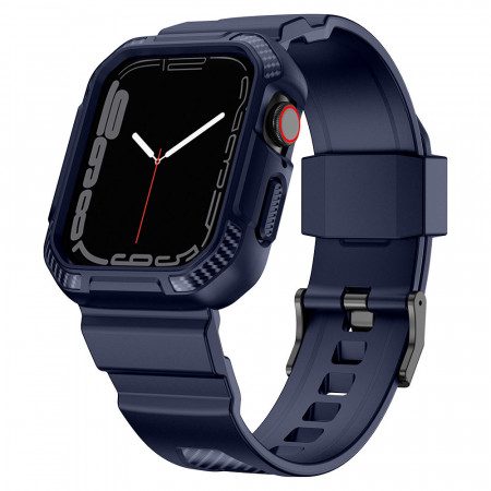 Калъф за корпус с каишка KINGXBAR CYF106 2in1 - Apple Watch 41mm Series 9 / 41mm Series 8 / 41mm Series 7 / 40mm Series 6 / 40mm SE / 40mm Series 5 / 40mm Series 4 / 38mm Series 3 / 38mm Series 2 / 38mm (1st gen) син