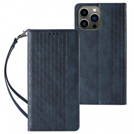 Калъф тип книга с връзка Magnet Strap - iPhone 12 Pro Max син