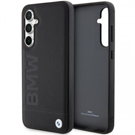 Оригинален гръб от естествена кожа BMW Leather Hot Stamp BMHCS23FESLLBK - Samsung Galaxy S23 FE черен