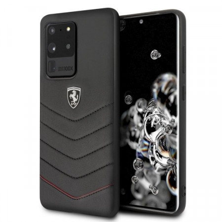 Оригинален гръб от естествена кожа FERRARI Heritage Quilted FEHQUHCS69BK - Samsung Galaxy S20 Ultra / S20 Ultra 5G черен