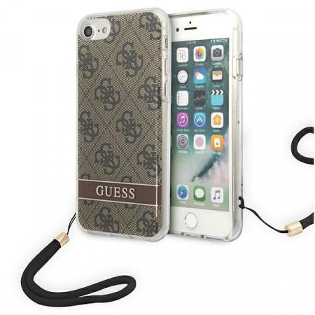 Оригинален гръб с гривна GUESS 4G Print Strap GUOHCI8H4STW - iPhone 7 / 8 / SE (2nd gen) / SE (3rd gen) кафяв