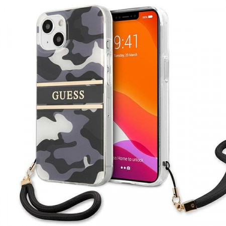 Оригинален гръб с каишка GUESS Camo GUHCP13SKCABBK - iPhone 13 mini черен