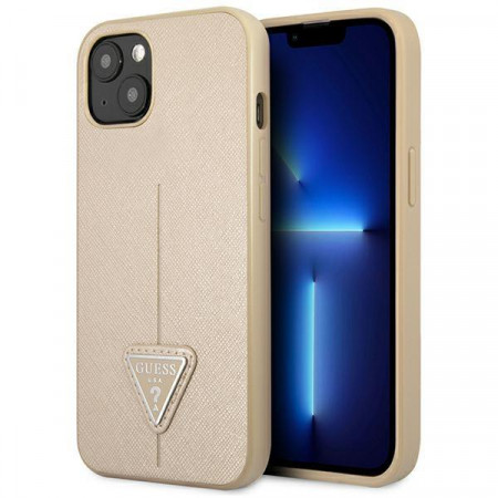 Оригинален гръб GUESS Saffiano Triangle Logo GUHCP13SPSATLE - iPhone 13 mini бежов