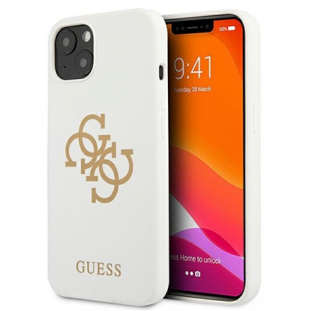 Оригинален гръб GUESS Silicone 4G Logo GUHCP13SLS4GGWH - iPhone 13 mini бял
